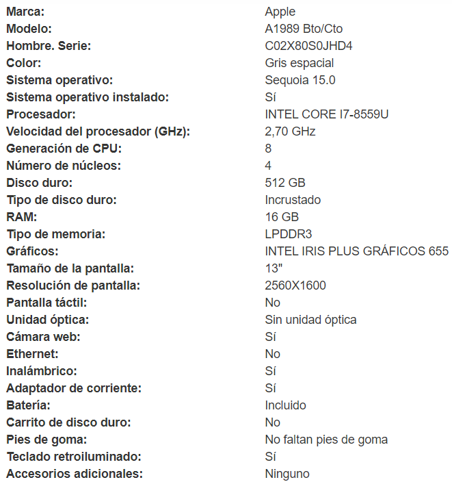 Detalle MacBook